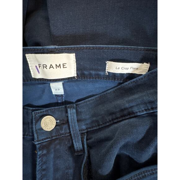 Frame Denim Le Crop Flare Jeans Fiona Flared Denim Womens 23 Bootcut Dark Wash - Picture 6 of 8